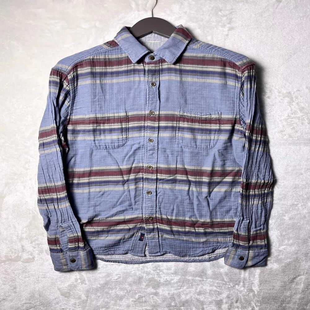 Faherty Reversible Flannel Men's M 100% Cotton Metal Snap Cuffs Coastal Beach